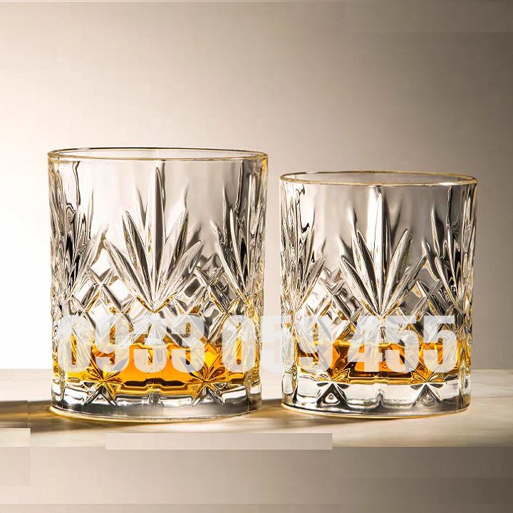 Set 6 Ly thủy tinh pha lê, cốc uống rượu mạnh, cốc uống bia, ly uống nước, ly whisky sang trọng