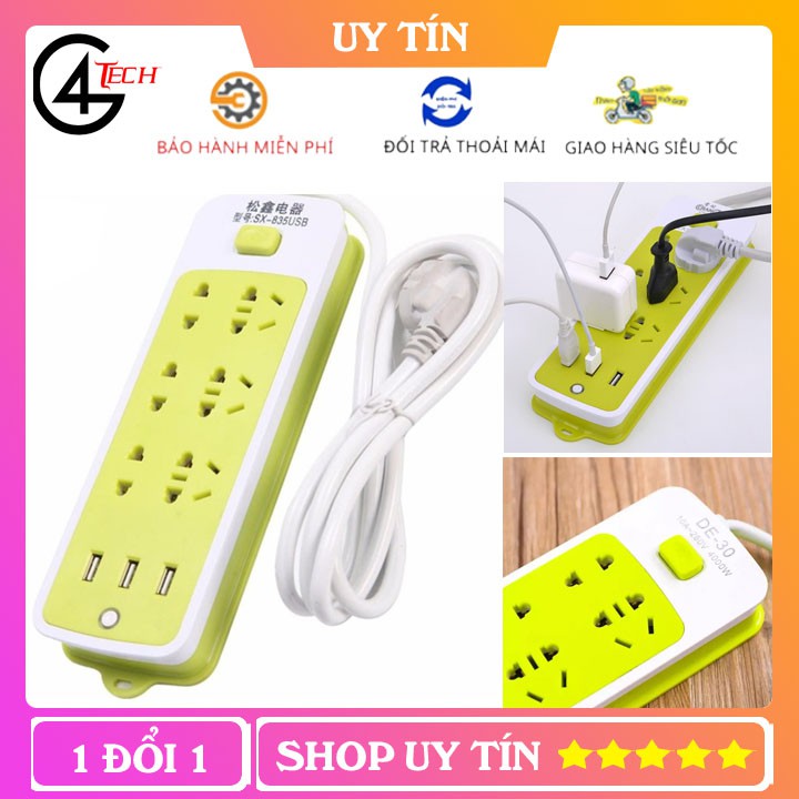 [HCM] Ổ CẮM ĐIỆN 6 PHÍCH CẮM 3 CỔNG USB HÀNG XỊN - HÀNG VIỆT NAM CHẤT LƯỢNG CAO - Ổ CẮM ĐIỆN ĐA NĂNG CÓ CỔNG USB, Ổ CẮM ĐIỆN ĐA NĂNG THÔNG MINH CÓ CỔNG USB SẠC NHANH 2A AN TOÀN CHỐNG GIẬT SIÊU TIỆN LỢI
