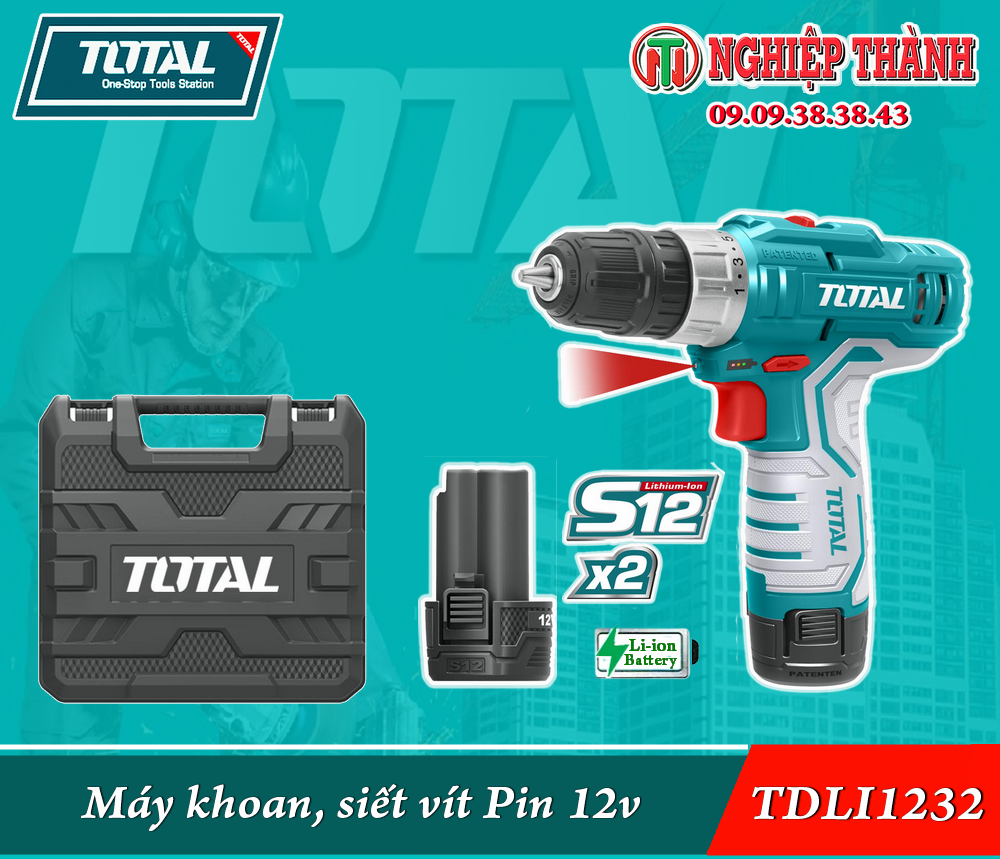 Máy khoan, siết vít pin 12v total tdli1232
