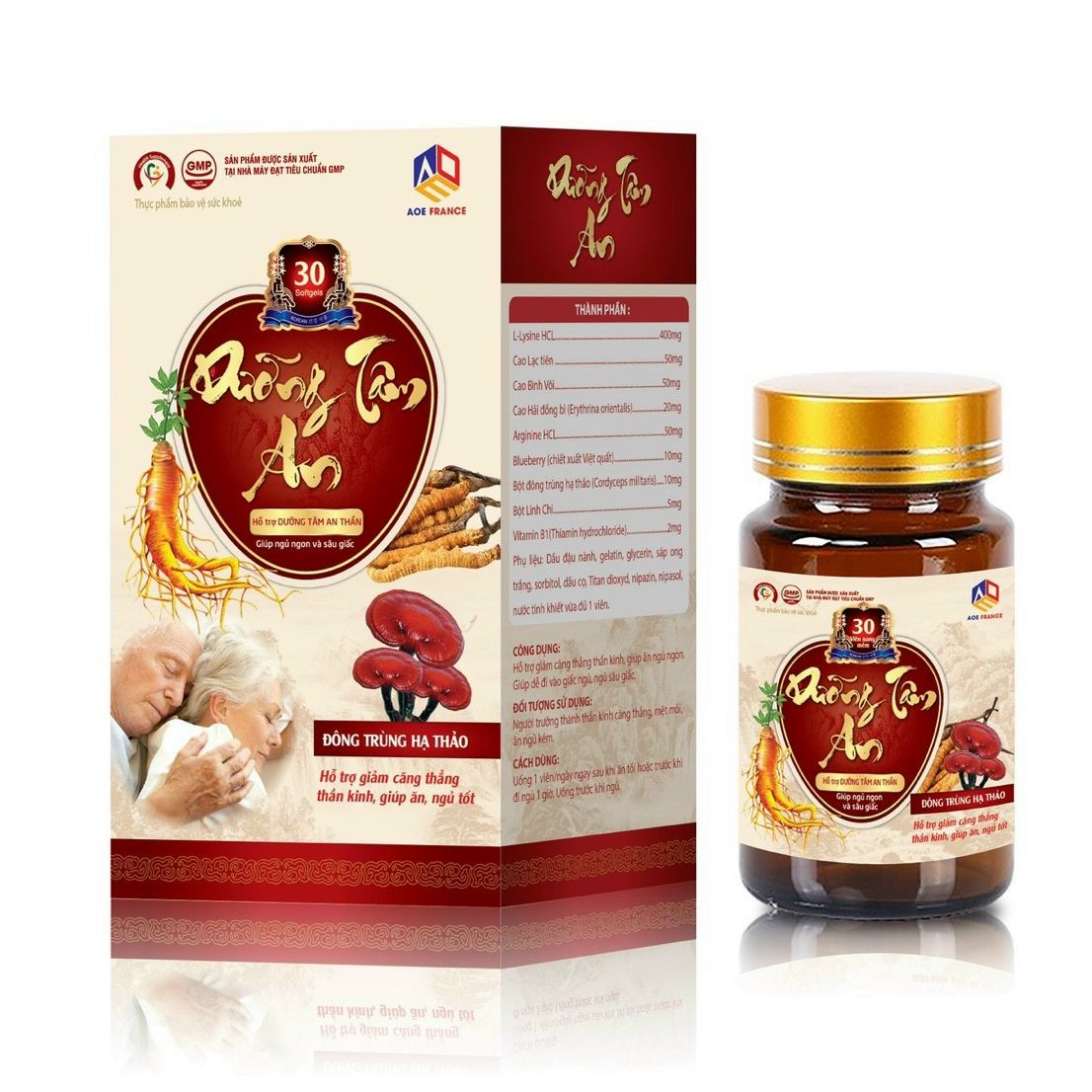Viên uống dưỡng tâm an hỗ trợ dưỡng tâm an thần, giảm căng thẳng, giúp ăn ngủ ngon và sâu giấc, hộp 30 viên - dược phẩm bách lộc