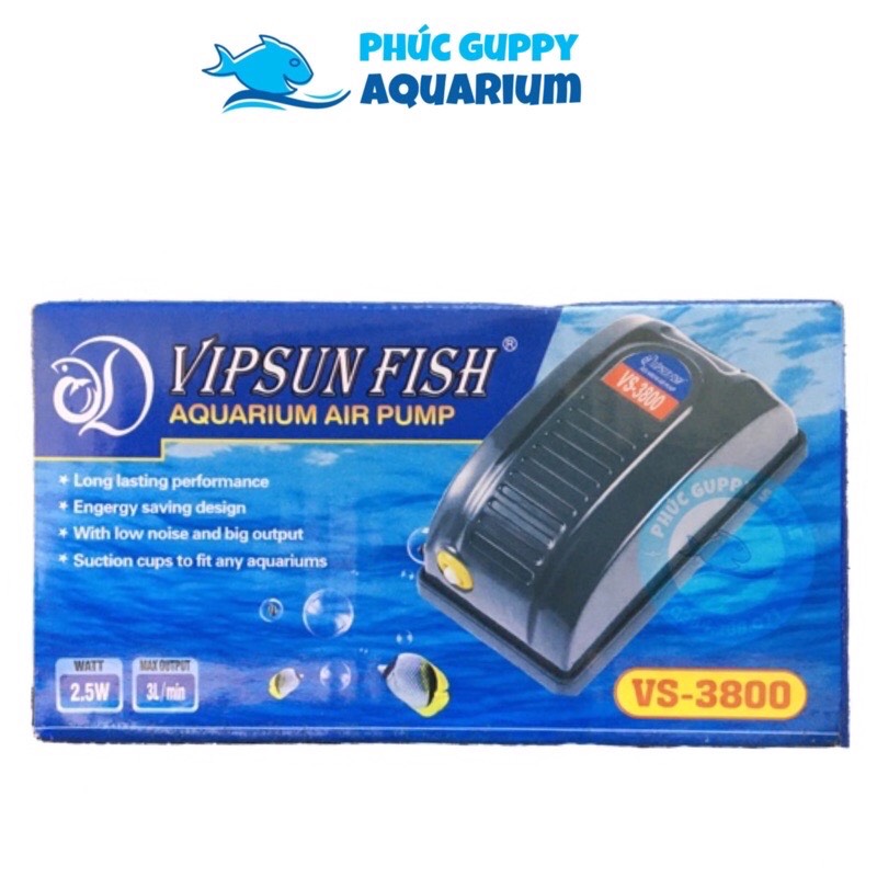 Máy sủi khí oxi 1 vòi vipsun fish vs-3800 | máy sủi có thể chỉnh được mạnh yếu