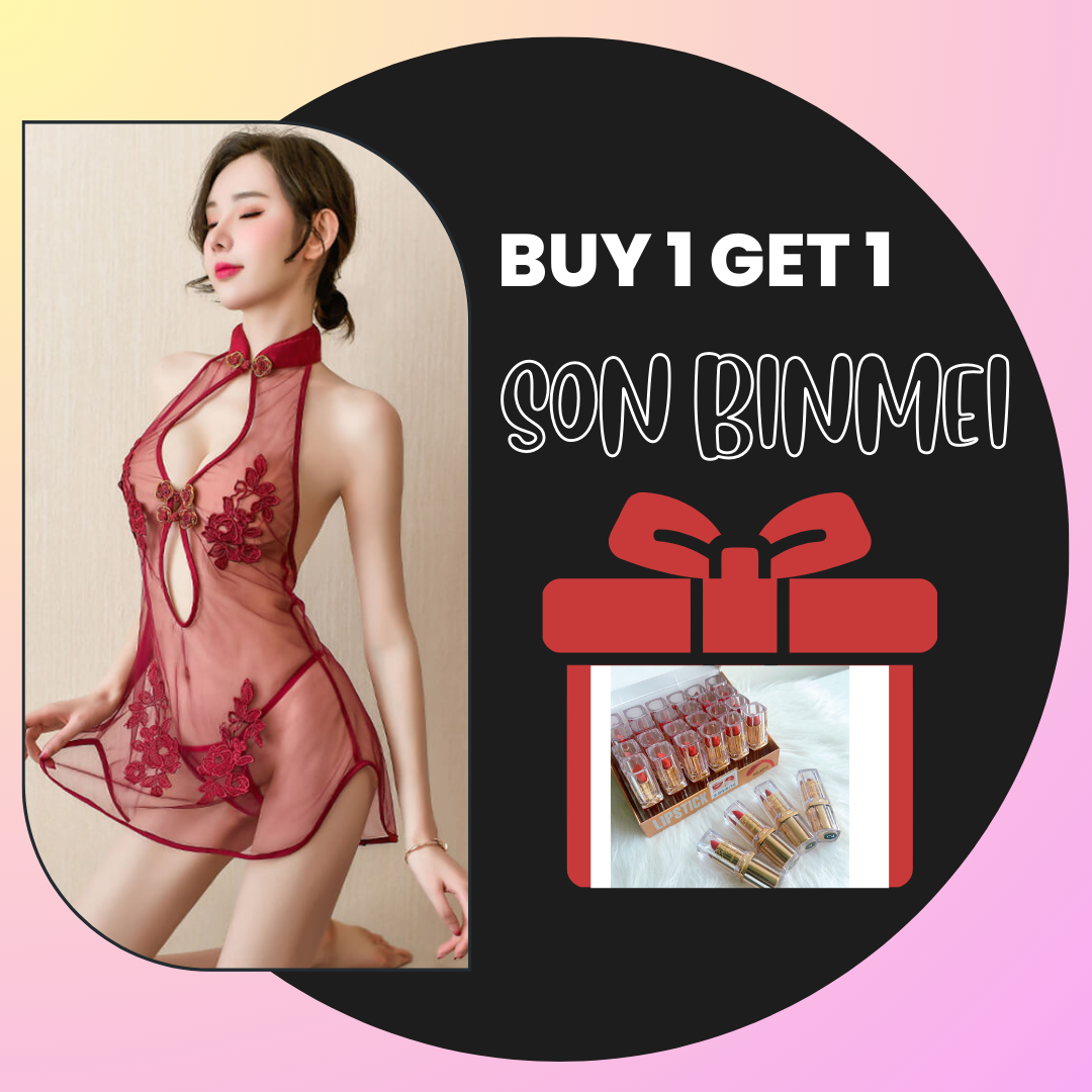 [HCM - Tặng Son] Váy Ngủ Ren Lưới Xuyên Thấu Cosplay Sườn Xám Cô Gái Trung Hoa Quyến Rũ