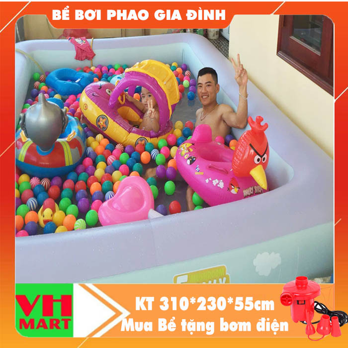 Bể bơi phao cho bé siêu to khổng lồ KT dài 3m1 rộng 2m3 cao 55cm Summer Baby tặng bơm điện
