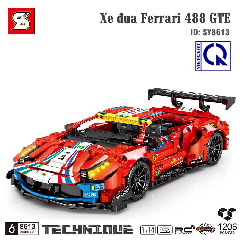 Đồ chơi lắp ráp xe lego technic mô hình siêu xe ferrari 488 gte - sy block 8613