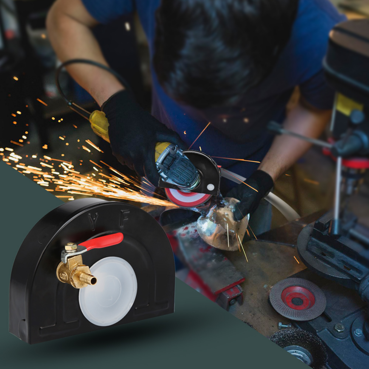 Tấm Chắn Mài góc Không Bụi, Tấm Chắn Bảo Vệ Cắt Rãnh Với Van Nước Có Thể Điều Chỉnh 120-43mm