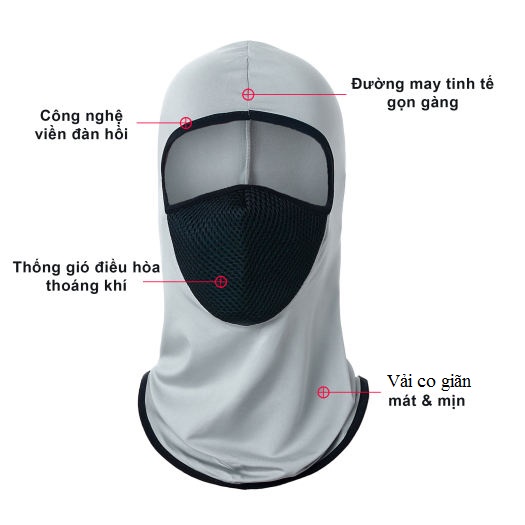 Mũ trùm đầu đi phượt SHUNI vải lanh lụa mát, khăn điều hòa co giãn, chống tia UV, nón Ninja che nắng