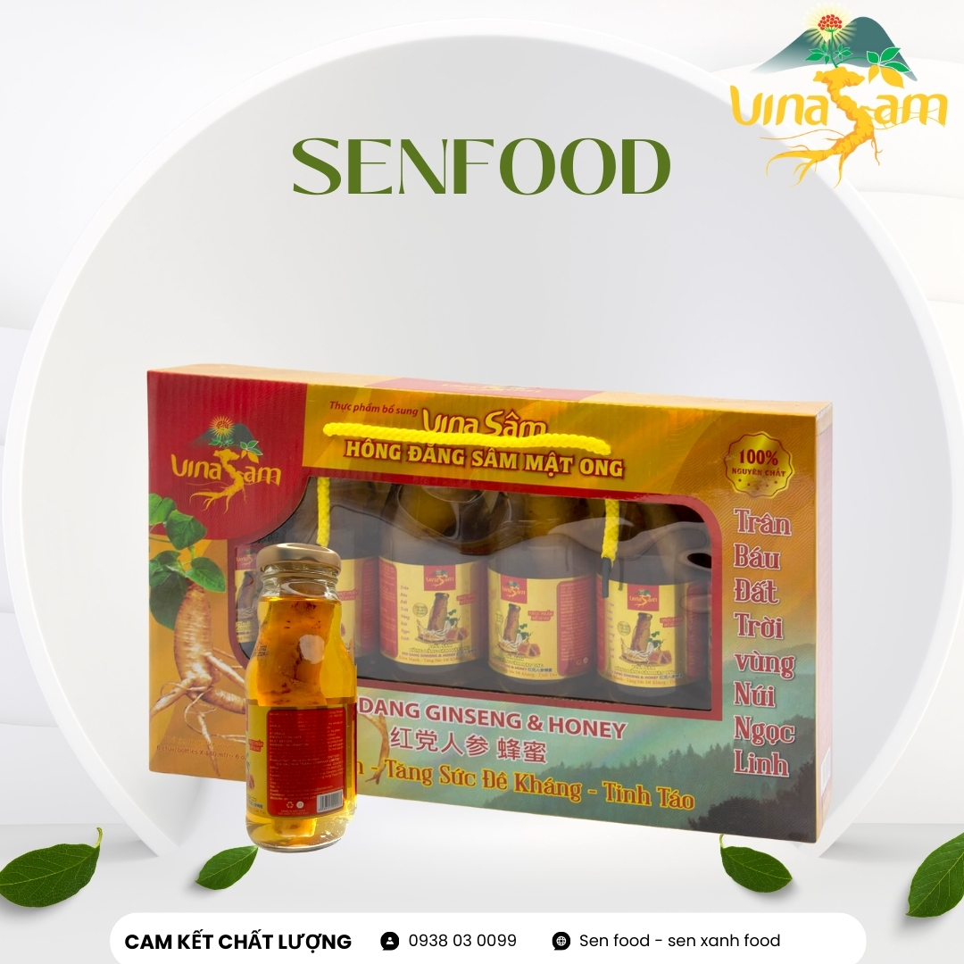 Hộp 6 chai Hồng Đẳng Sâm Mật Ong Vina Sâm 180ml