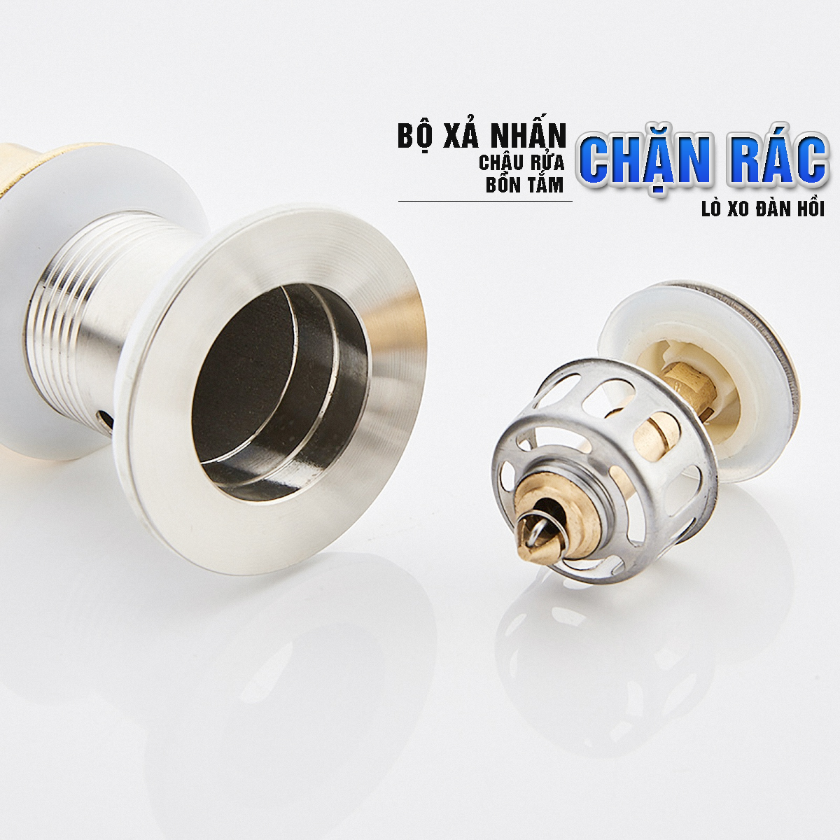 Bộ xả nhấn nút xi phông chậu rửa mặt Lavabo, bồn tắm thay thế kiêm chặn rác, lò xò đàn hồi Dan House 811