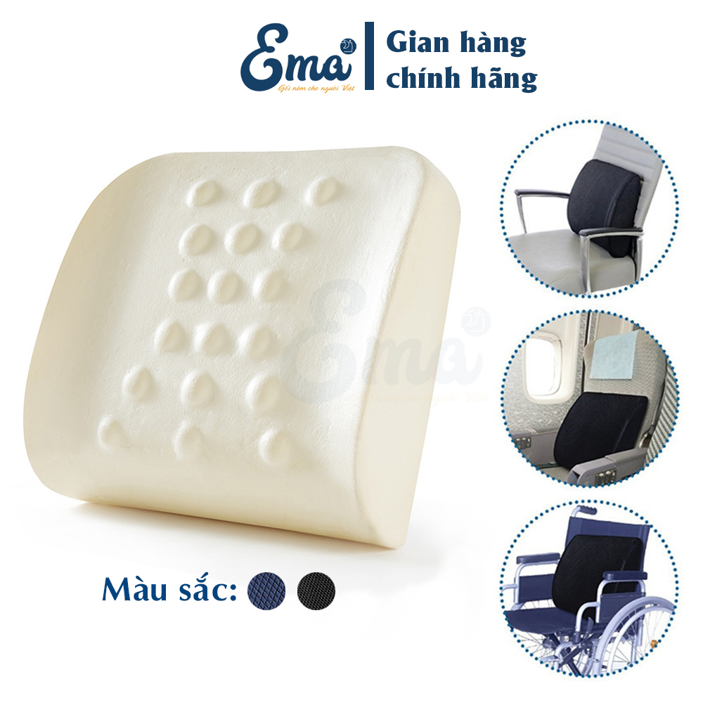 Gối tựa lưng cao su non Ema thế hệ 2 - Thêm gai massage giúp thư giãn lưng khi làm việc - Dành cho dân văn phòng, lái xe