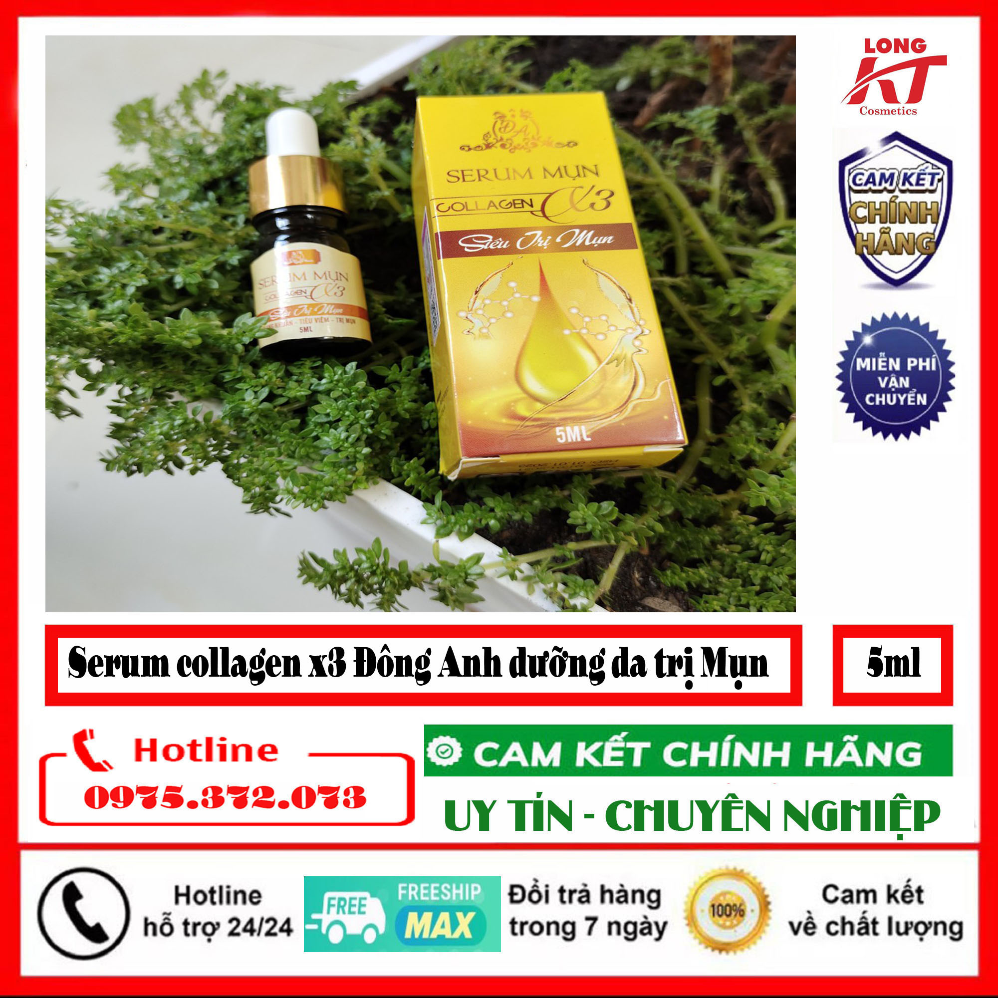 Chính hãng - serum mụn collagen x3 đông anh chính hãng vua khử mụn