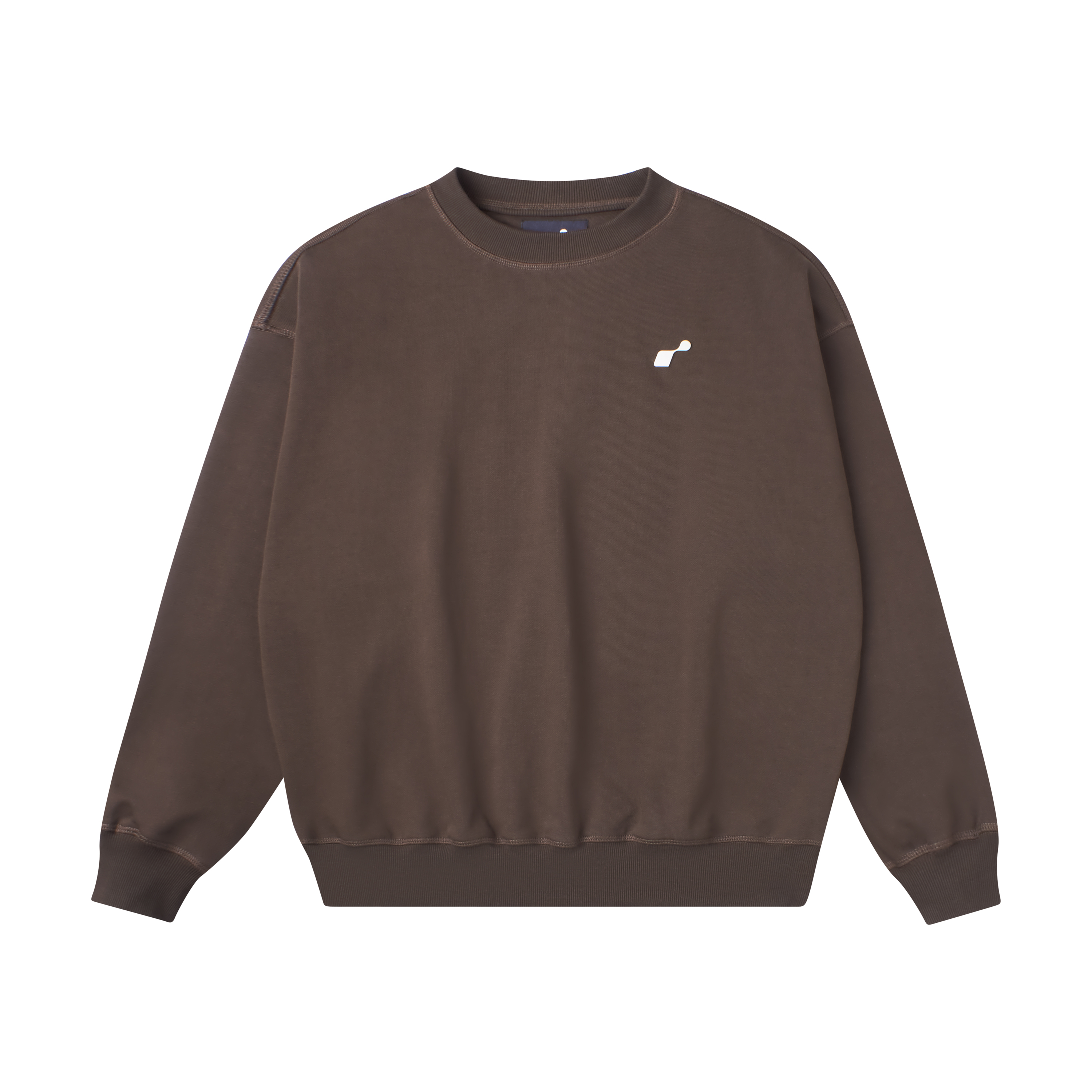 Áo Sweater Nâu Đậm Basic Ross Studio Logo Kim Loại 440gsm - R IC BASIC BROWN SWEATER - ROSS STUDIO
