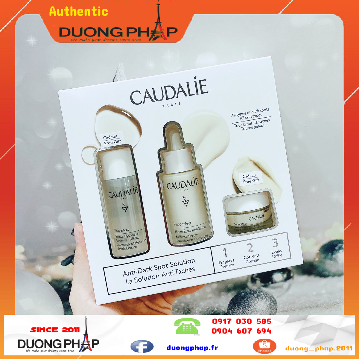 Set dưỡng da giảm thâm nám Caudalie Vinoperfect