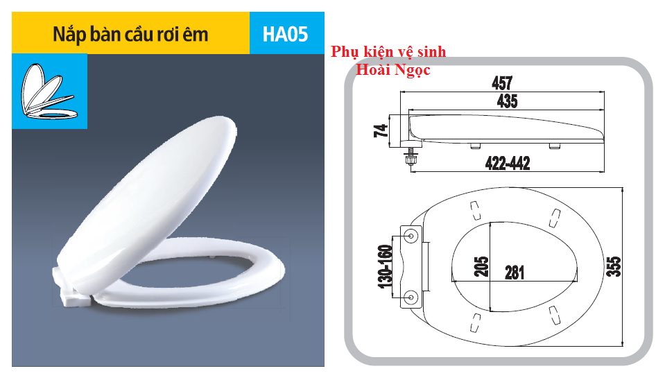 HA05 - Nắp bồn cầu rơi êm không tiếng ồn