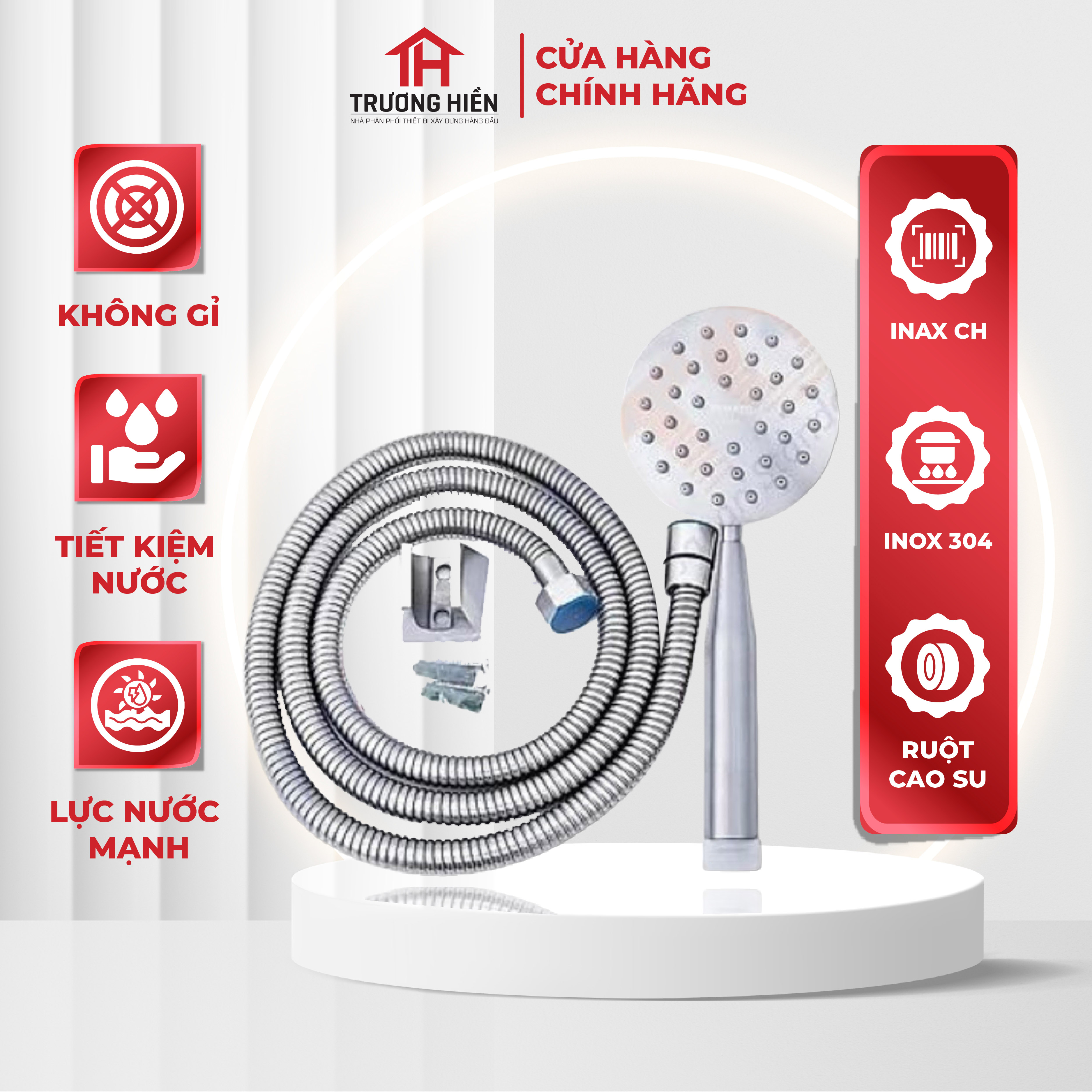 Vòi hoa sen, vòi sen tắm INAX chất liệu inox, chịu nhiệt tốt, không gỉ - Hàng chính hãng