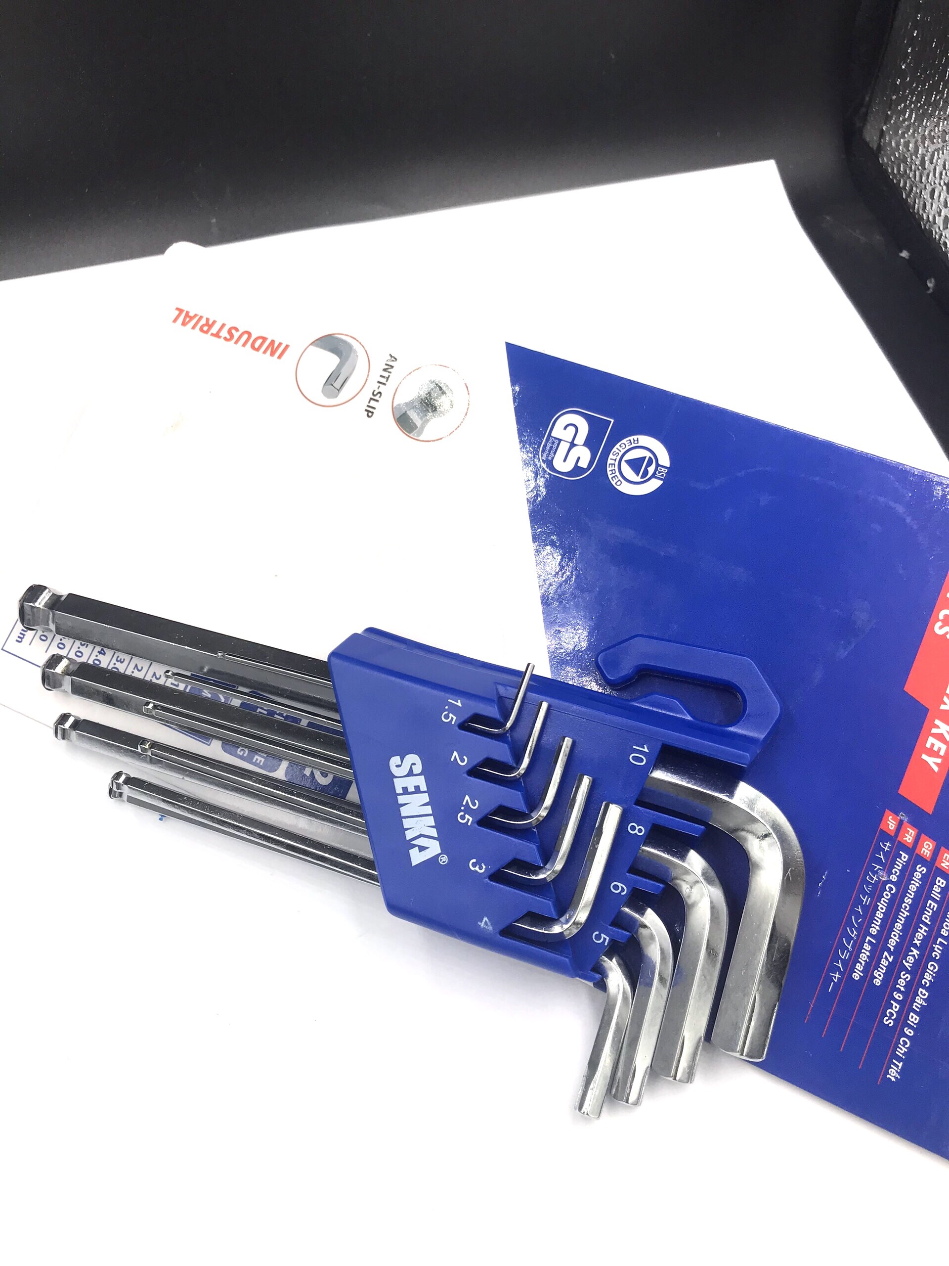 9 Chìa Khóa Lục Giác, Cờ Lê Lục Giác, Chìa Vặn Lục Giác Đầu Bi Tròn hiệu SENKA, CHỌN CÔNG NGHIỆP S2/ TIÊU CHUẨN CRV