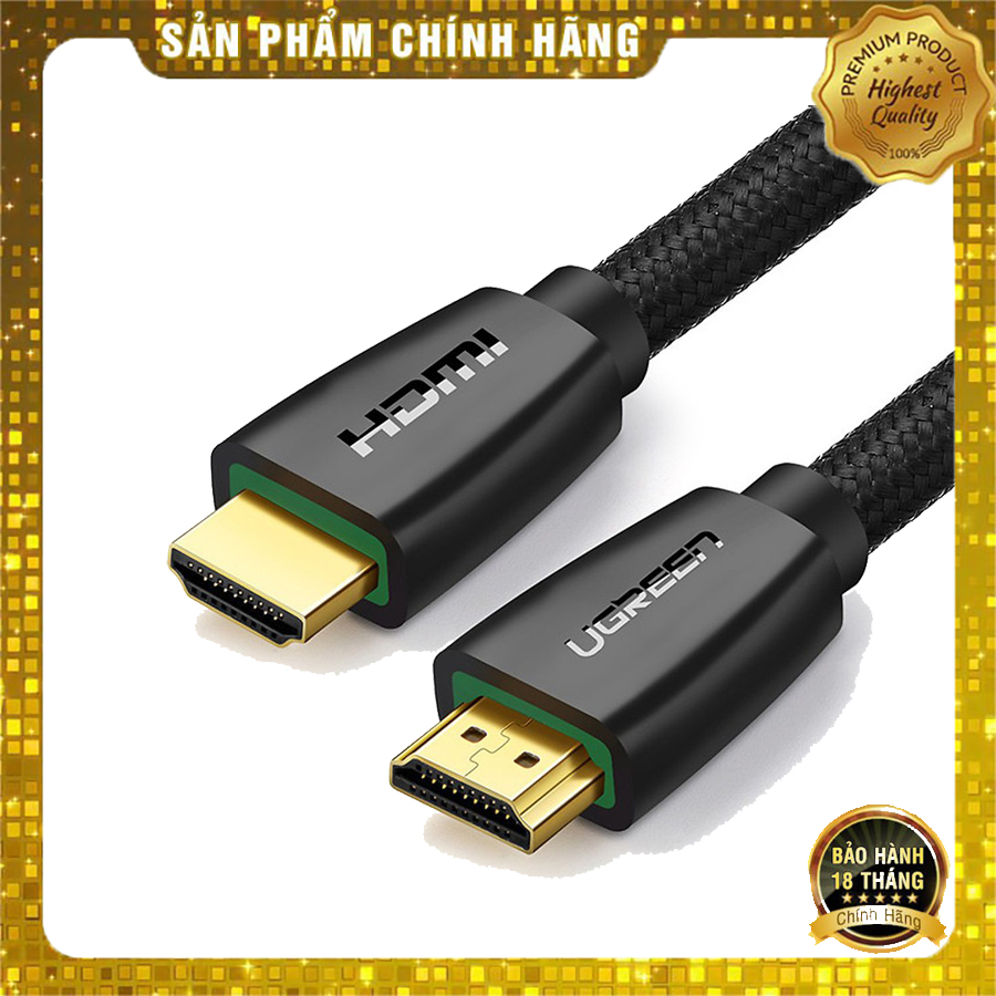 Cáp hdmi 2.0 ugreen hd118 dây bọc dù hỗ trợ 3d 4k cao cấp - hapustore