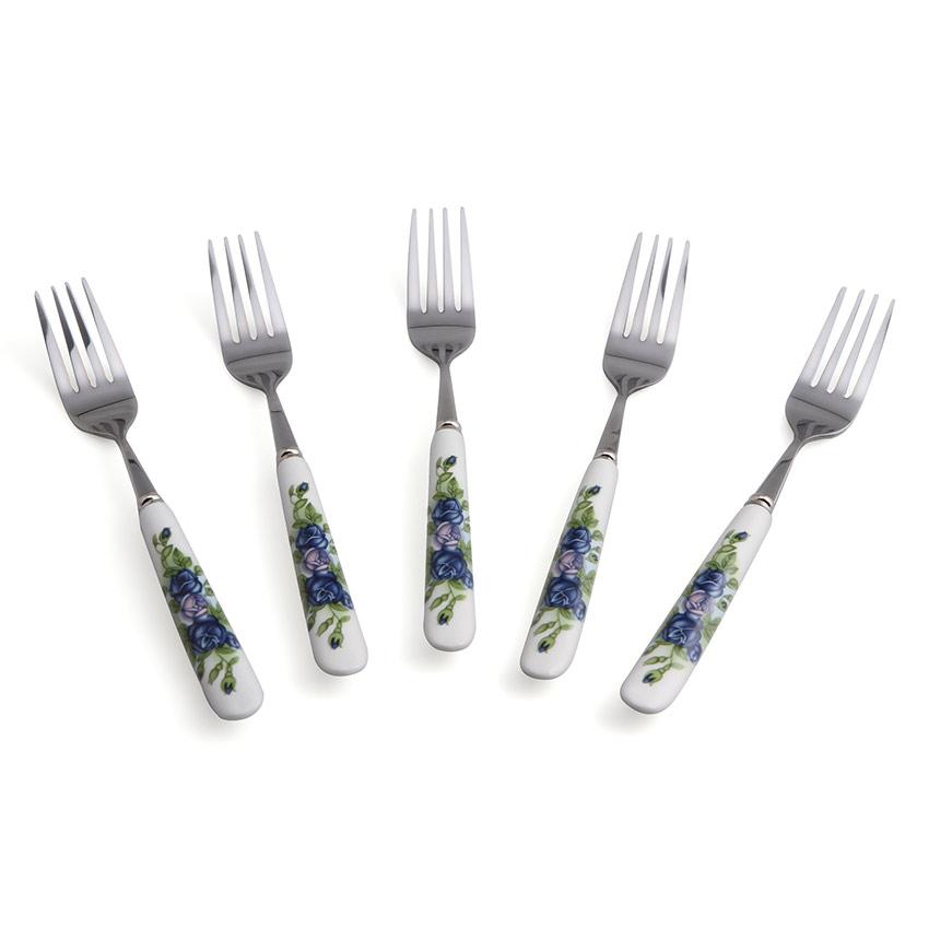 Bộ 5 nĩa inox cán sứ mfa s05-5-10 20cm-10