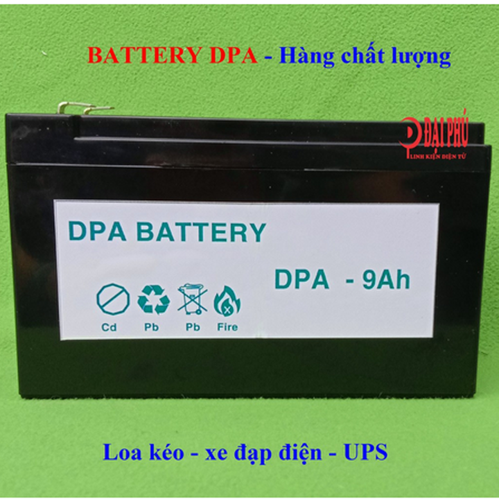 Bình ắc quy khô , bình ắc qui khô dpa 12v 9ah loa kéo, xe đạp điện, bộ lưu điện ups