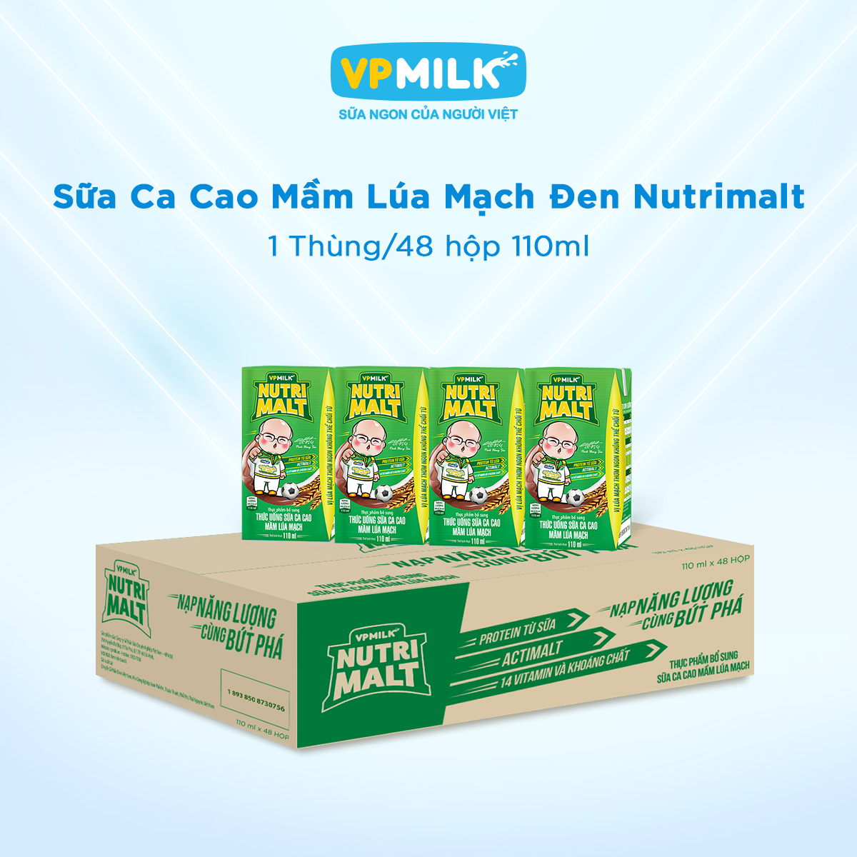[Thùng 48 Hộp 110ml] Sữa Ca Cao Mầm Lúa Mạch Đen Nutrimalt Cho Bé Từ 1 Tuổi