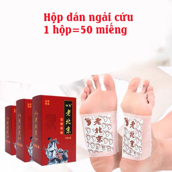 Hộp 50 miếng dán ngải cứu thải độc chân lão Bắc Kinh giải độc cơ thể giảm đau hiệu quả - MINABEAUTY