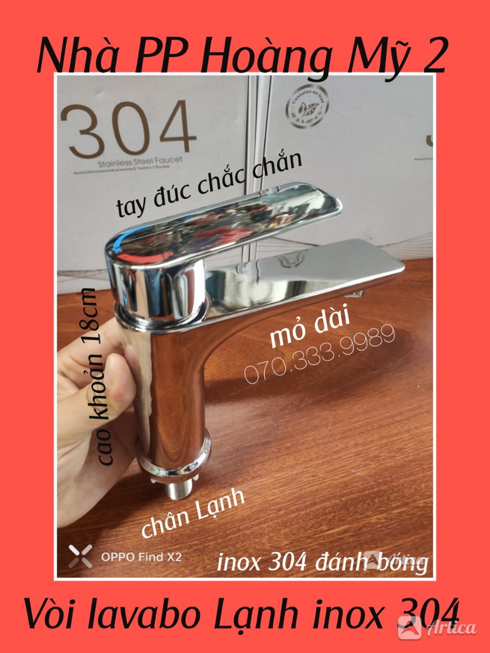 Vòi Lavabo vòi rửa mặt Lạnh inox 304 thân đúc mỏ Dài nước mạnh