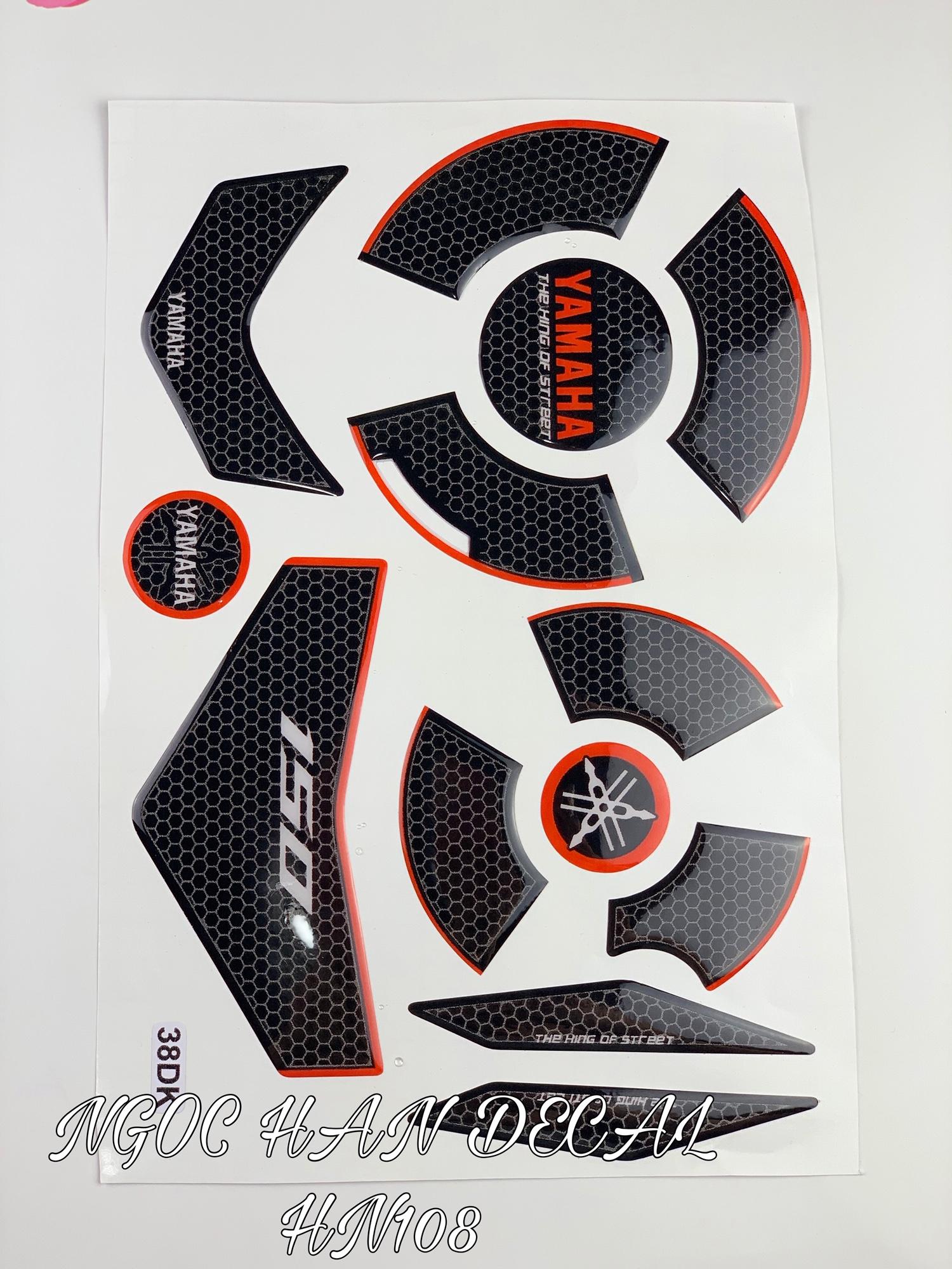 Tem nổi dán nồi exciter 150 carbon viền đỏ -- NGỌC HÂN DECAL