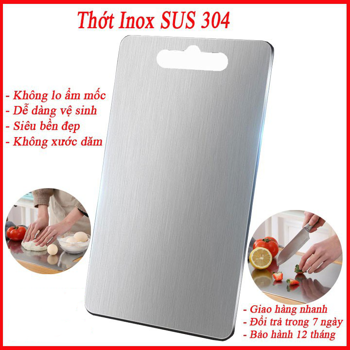 Thớt inox, Cỡ lớn, thớt inox 304, nguyên khối, hàng cao cấp kháng khuẩn, chống ẩm mốc, rã đông cực nhanh, an toàn cho sức khỏe -Giá Để Dao Thớt Vung Nồi 4 Tầng