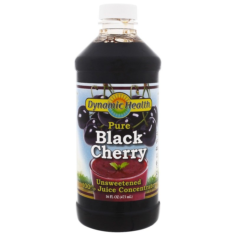 Nước ép nguyên chất anh đào dynamic health laboratories, pure black cherry, 100% juice concentrate, unsweetened, 16 fl oz