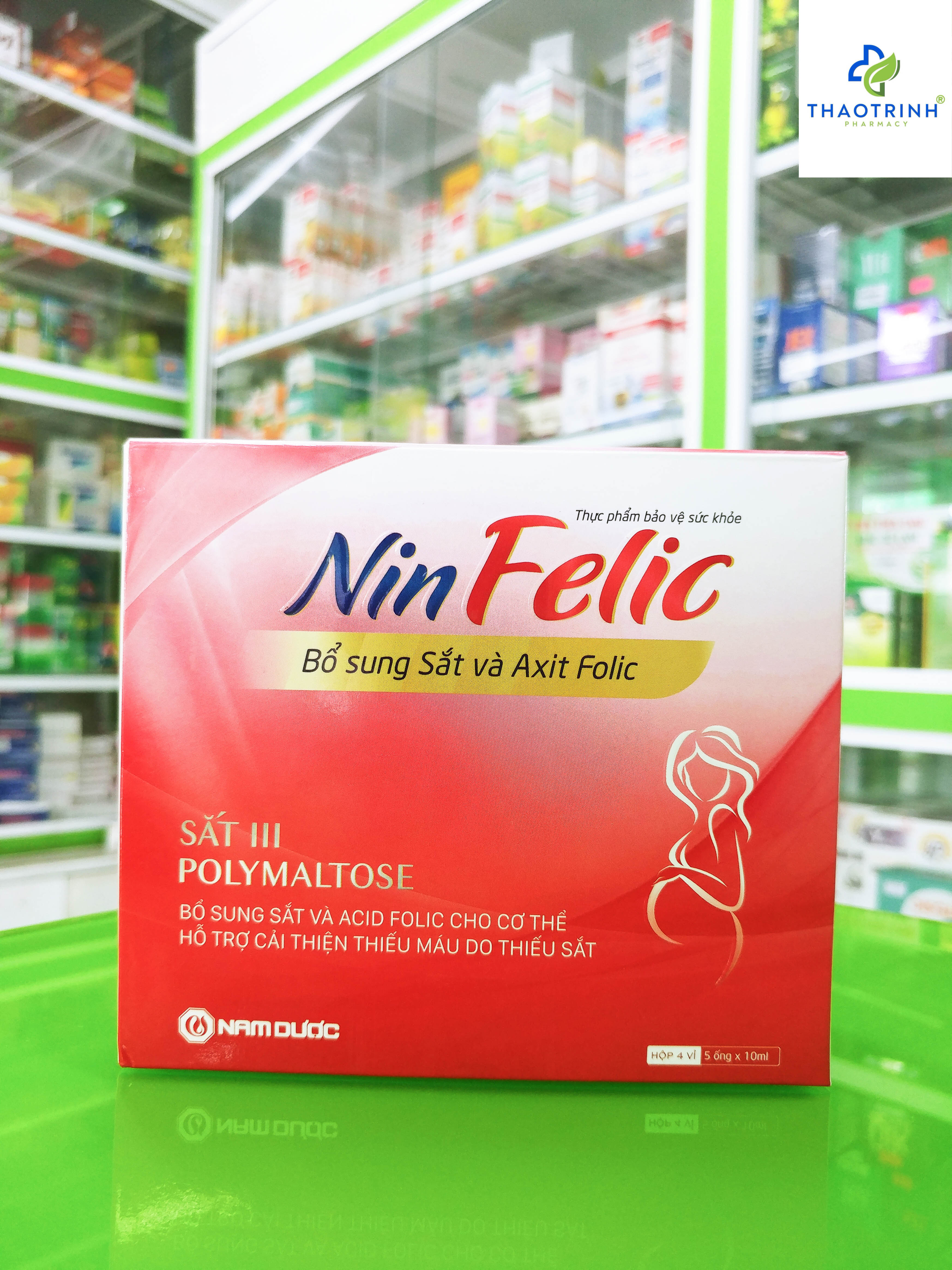 [HCM]Ống bổ sung sắt và axit folic NINFELIC Nam Dược (Hộp 20 ống)