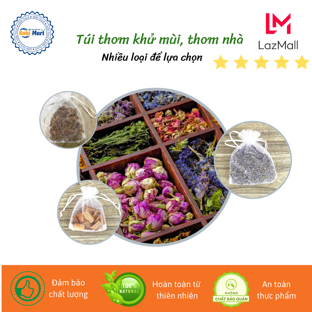 Túi thơm để tủ quần áo, khử mùi ô tô, nhà bếp robimart mùi hương tự chọn, nguyên liệu thảo mộc