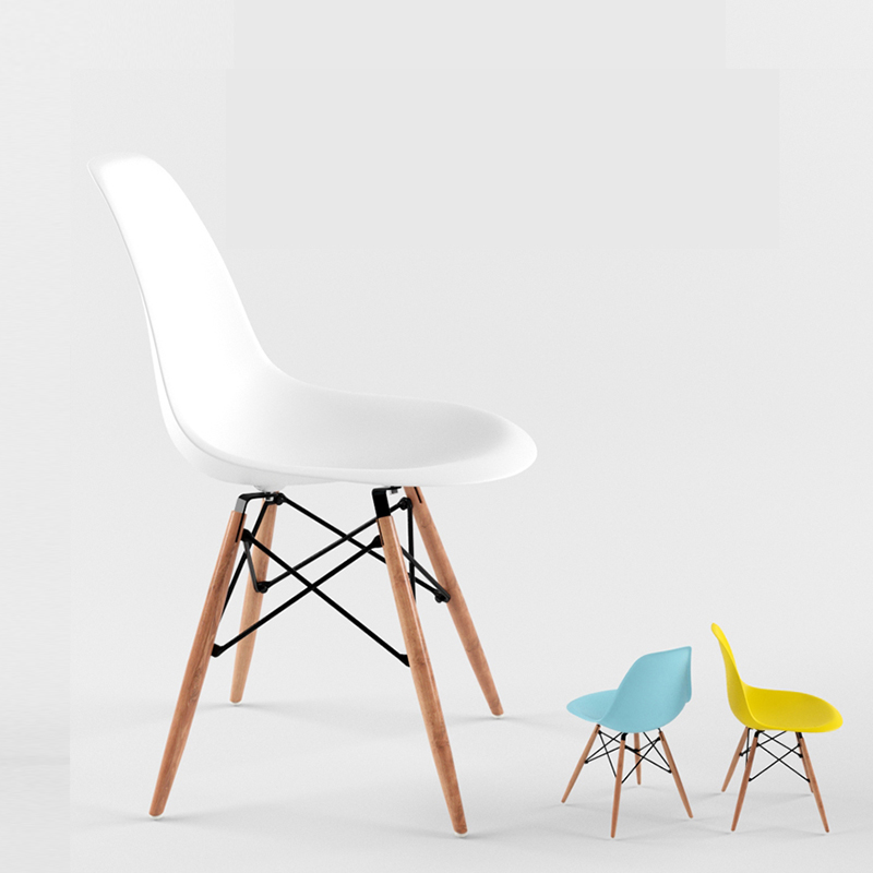 [Freeship] Ghế café IBIE Eames chân gỗ đan, lưng nhựa cao cấp, tùy chọn màu sắc, phong cách tối giản, hàng nhập khẩu loại 1