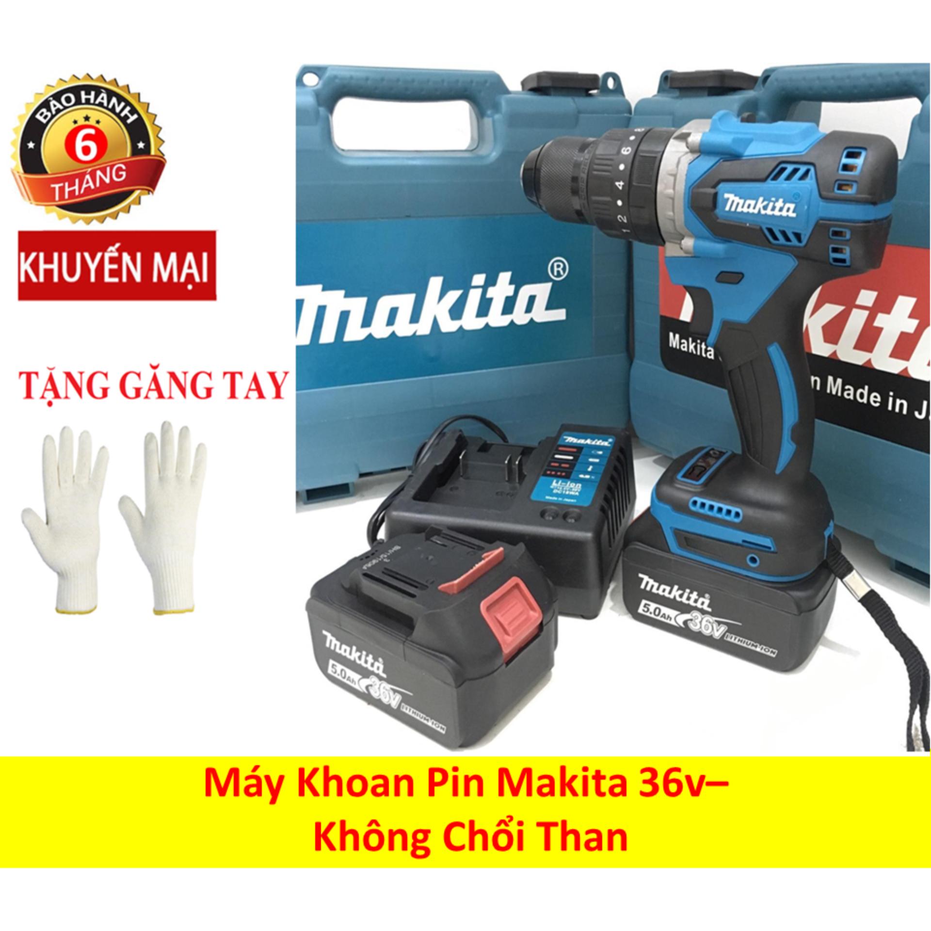 Khoan pin Makita 21v- Đủ 3 chức năng ( Vít / khoan / Búa), Pin 10 cell. Motor Không chổi than