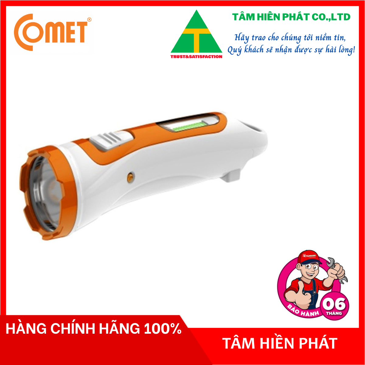 Đèn Pin siêu sáng COMET CRT453, thiết kế hiện đại, khoảng cách chiếu sáng xa, pin siêu bền, 2 chế độ chiếu sáng - Hàng Chính Hãng