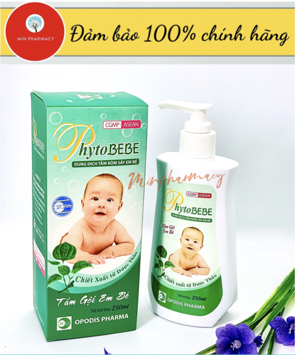 Dung dịch tắm rôm sảy em bé phytobebe 250ml - minpharmacy