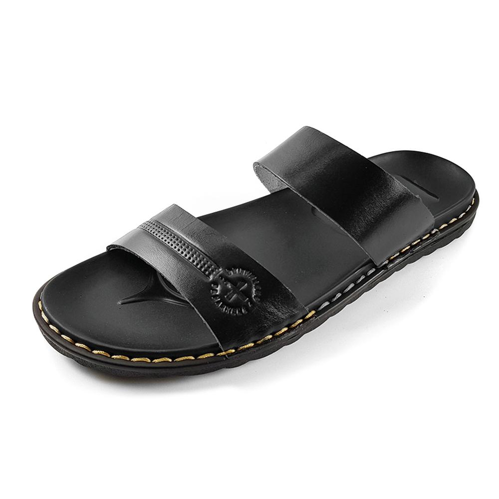 Dép Sandal Nam Dép Quai Ngang Da Bò Siêu Mềm Ensado DE0816 (Đen)