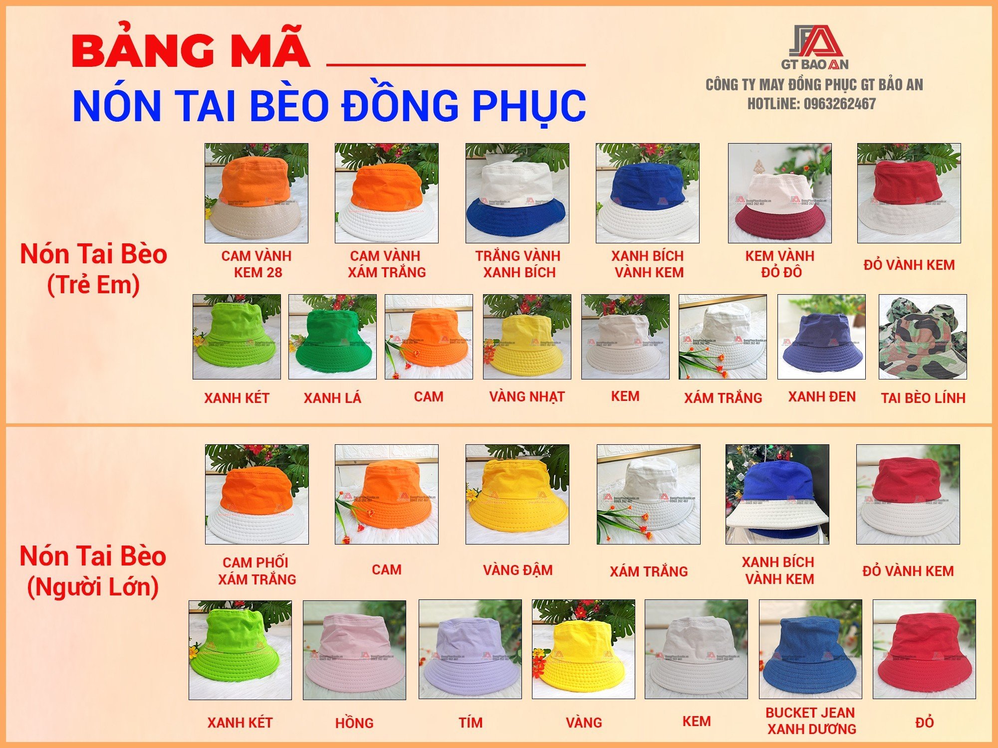 Nón tai bèo trẻ em, nón bèo cho bé gái , nón trẻ em từ 6 - 12 tuổi, nón bèo đủ màu