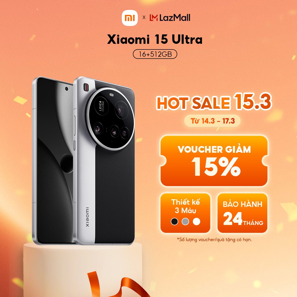 Điện thoại thông minh Xiaomi 15 Ultra (16+512GB) | Màn hình liền lạc 3200nits sáng | Camera Leica | Snapdragon 8Elite HyperAI | Pin lớn 5410mAh Sạc nhanh 90W
