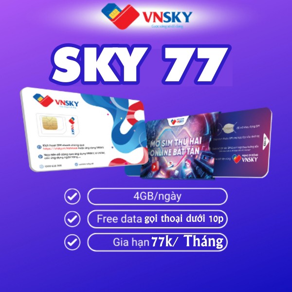 FREESHIP - CHƯA KÍCH HOẠT. Sim 4g Mobifone sky77 gói 4Gb/ngày (120Gb/tháng) +Free nội mạng mobifone sky