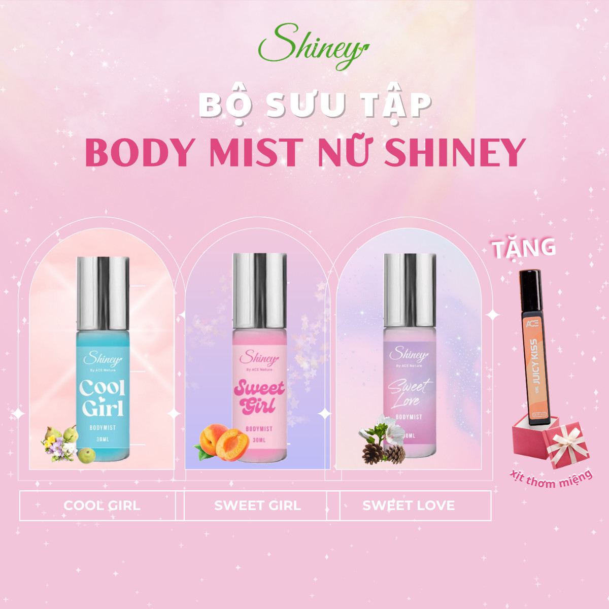 Xịt thơm Body mist nữ Shiney 30ml/chai hương nước hoa nữ tính