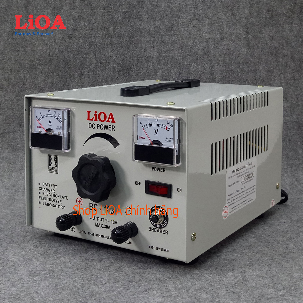 Máy nạp ắc quy từ 2v đến 18v lioa dòng tải 30a. model: bc1830.