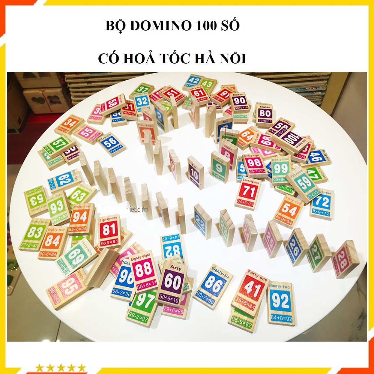 Đồ chơi domino gỗ Bộ domino số 100 quân