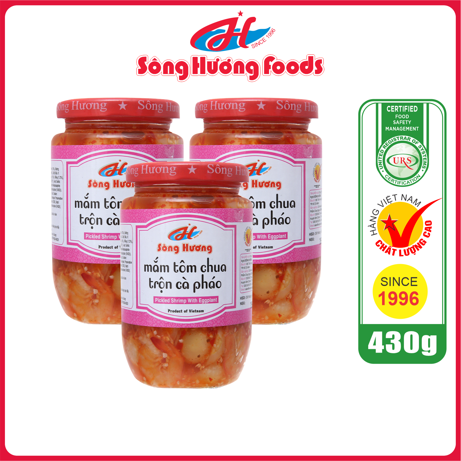 3 hũ mắm tôm chua trộn cà pháo sông hương foods hũ 430g - ăn kèm cơm , bún , phở , mì tôm , ăn vặt , thịt nướng