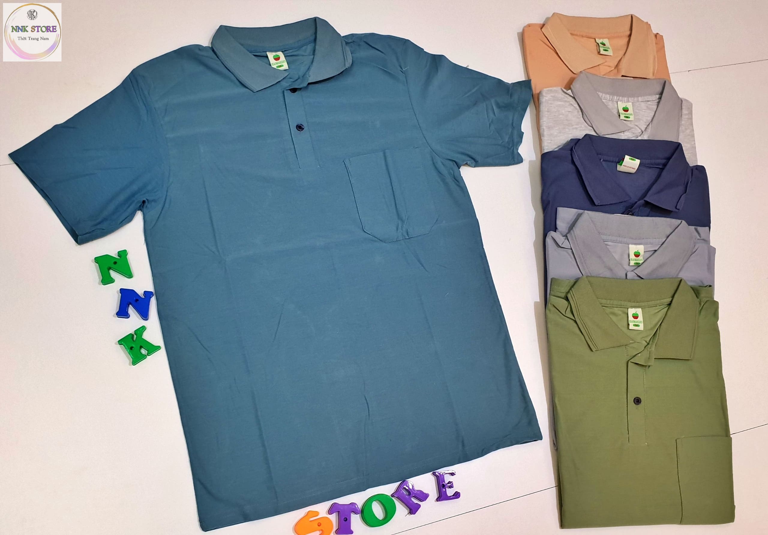 [HCM] Áo Thun Nam Có Túi Trung Niên Loại Trơn Cổ Bẻ From Rộng Tay Lỡ NNKSTORE Size Từ 50 - 75kg