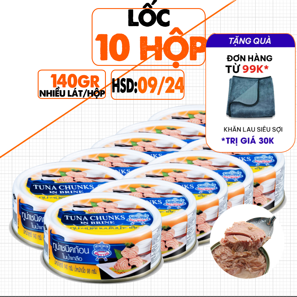 Cá Hộp, Cá Ngừ Ngâm Muối Seacrown Thái Chính Hãng, Lon 140g, Date 10/2026, Vị Bùi, Mặn, Thơm, Dùng Ăn Liền