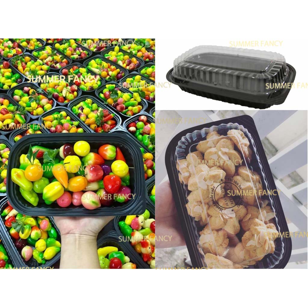 10 hộp nhựa đựng cơm phần sushi mứt, cơm, bánh phối đế đen ht17 - plastic box
