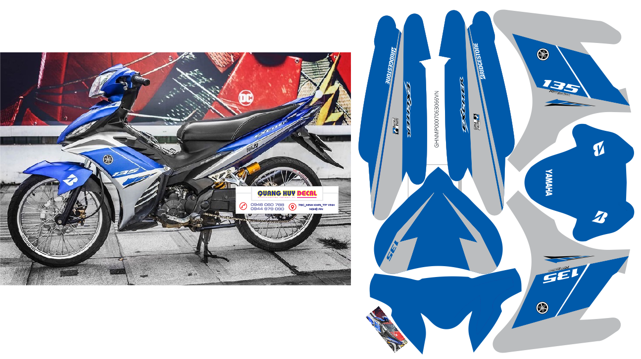Tem trùm ex 135 xanh xám, tem exciter 135, team trùm exciter 135, tem xe exciter 135, team trùm ex 135, team xe exciter 135 xanh xám