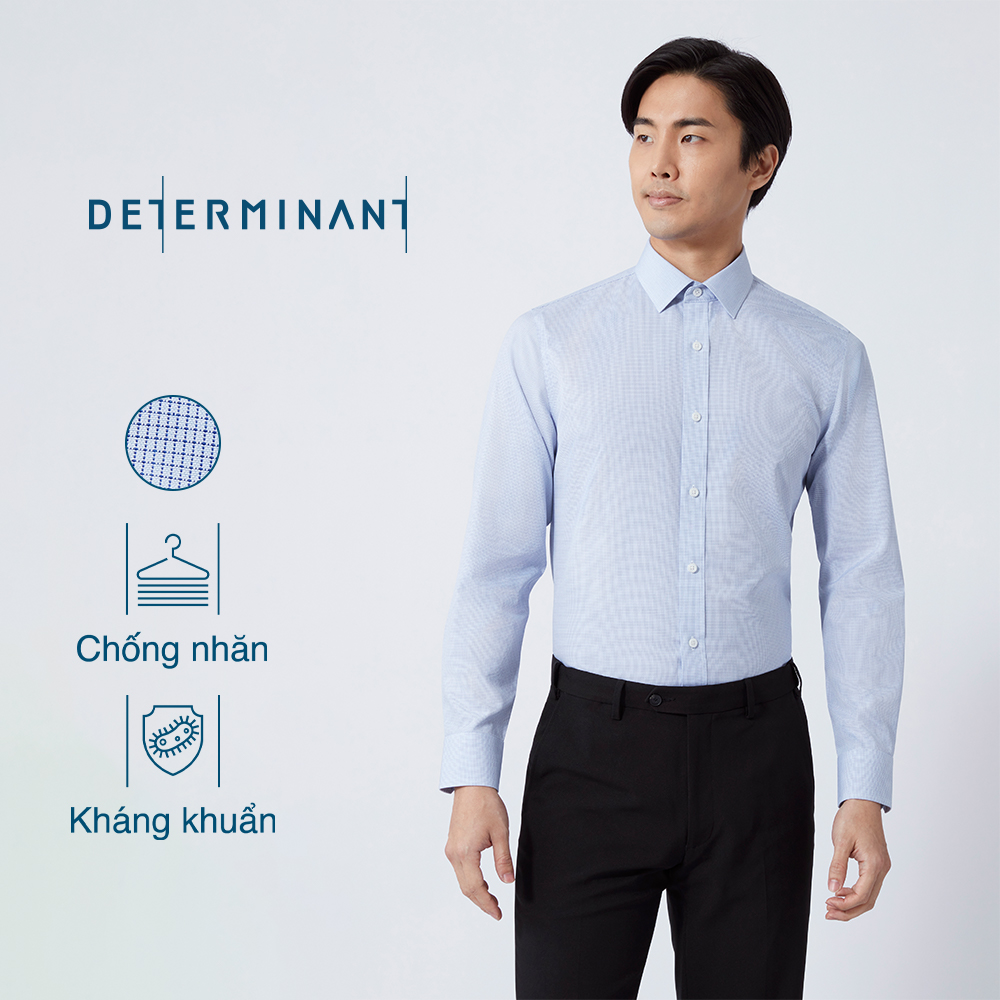 Áo sơ mi nam công sở determinant tay dài - dáng suông - chống nhăn - kháng khuẩn - màu sọc xanh 16771 - 301