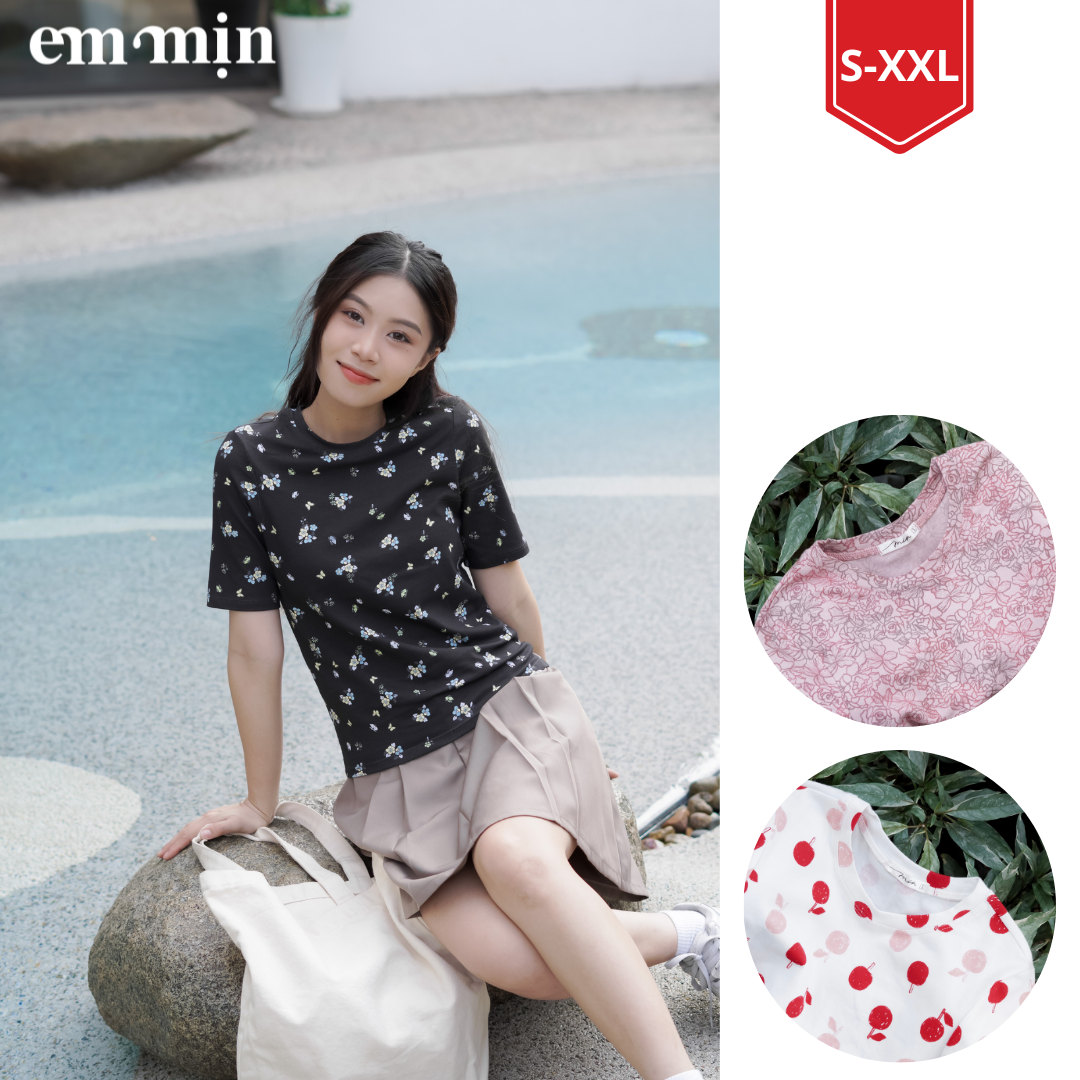 Áo thun hoa tay lửng 100% cotton