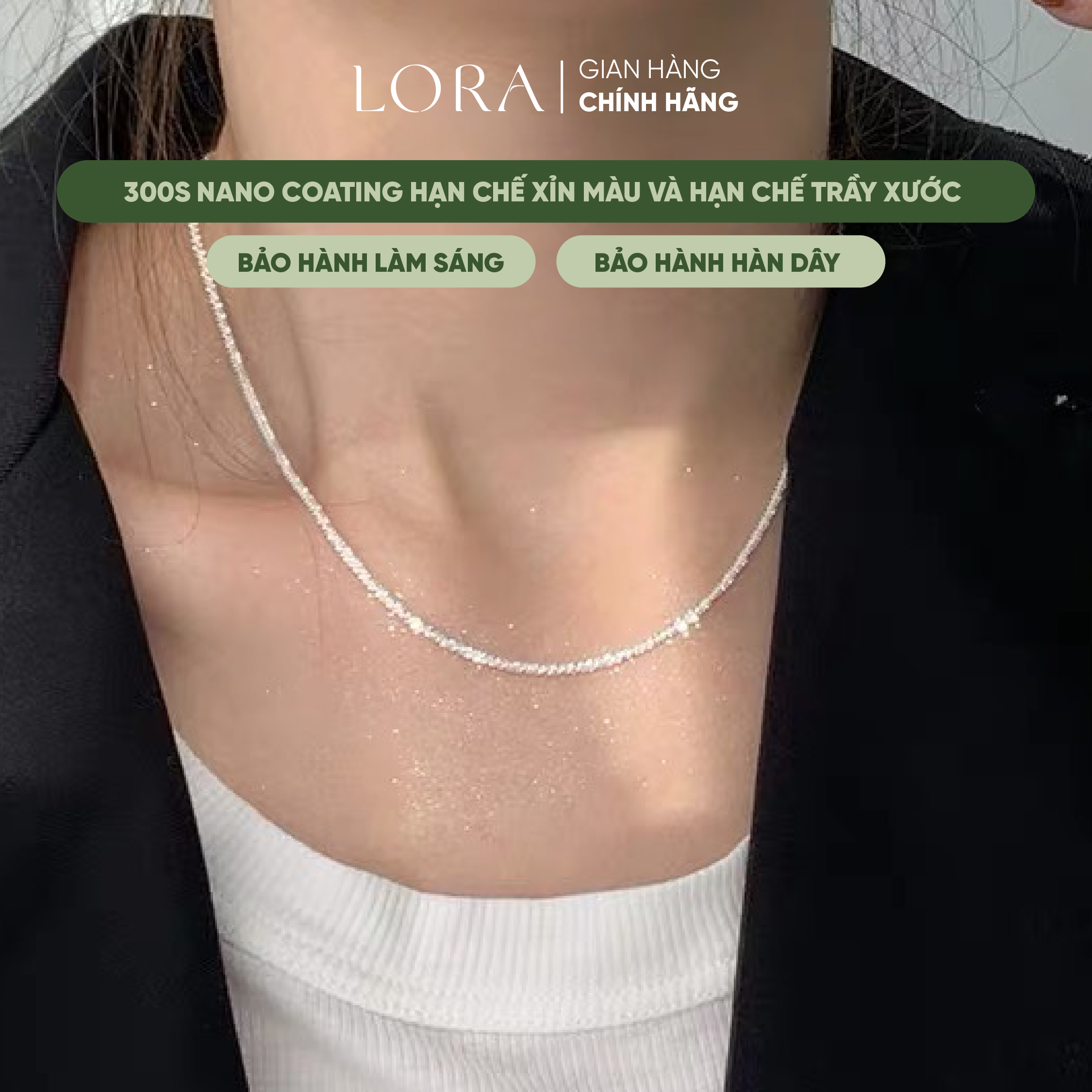  Dây Chuyền Bạc Đặc S925 Lấp Lánh Lora Bling Cho Nữ 