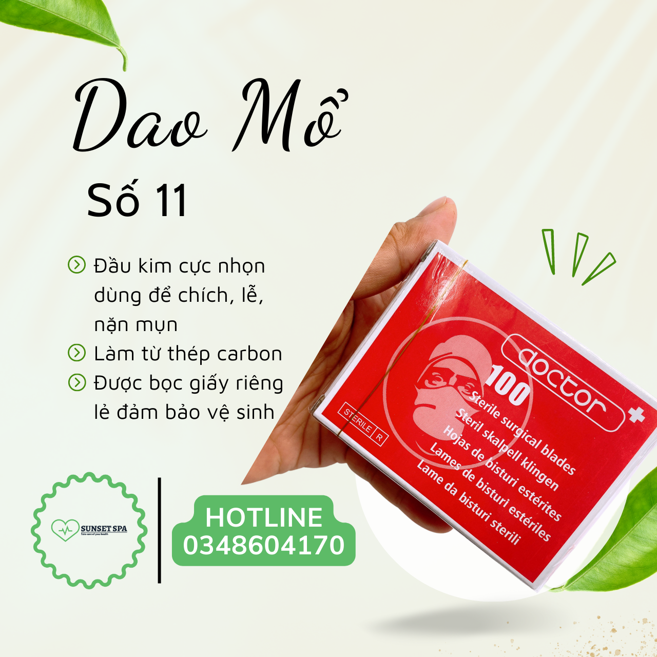 Dao mổ doctor số 11 dùng trong tiểu phẫu y tế, lễ lấy mụn trong spa thẩm mỹ - lưỡi dao mổ số 11